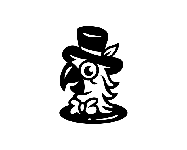 Classic Parrot Head Monochrome Logo