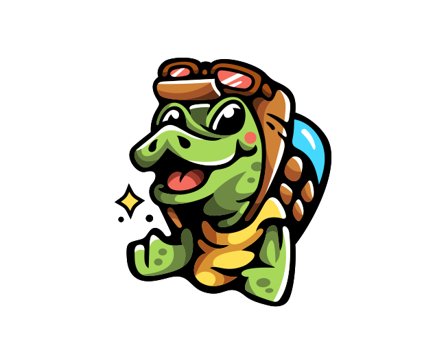 Cute Pilot Turtle Mascot Logo