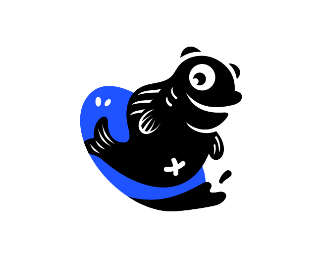 Joyful Black Fish Splash Logo