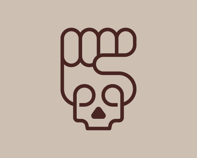 modern skull punch fist logo
