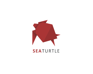 Sea Turtle Logo with Origami Style