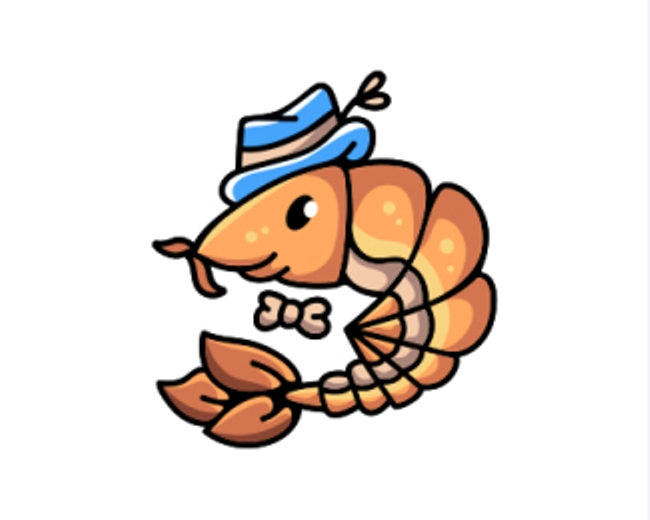 Mascot Shrimp Mustache Logo