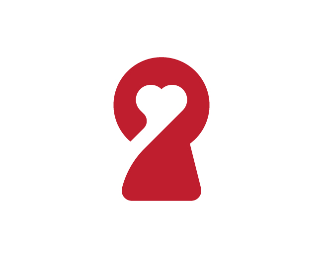 minimal red heart lock logo