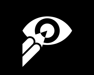 Eye + pencil geometric abstract logo
