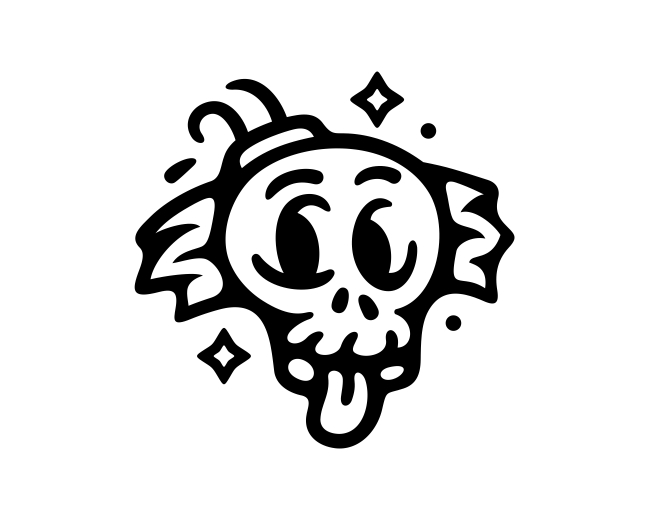 Scientist Skull Bomb Outline Logo