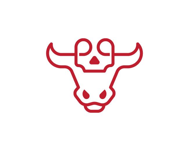 Modern Monoline Skull Bull Head Logo