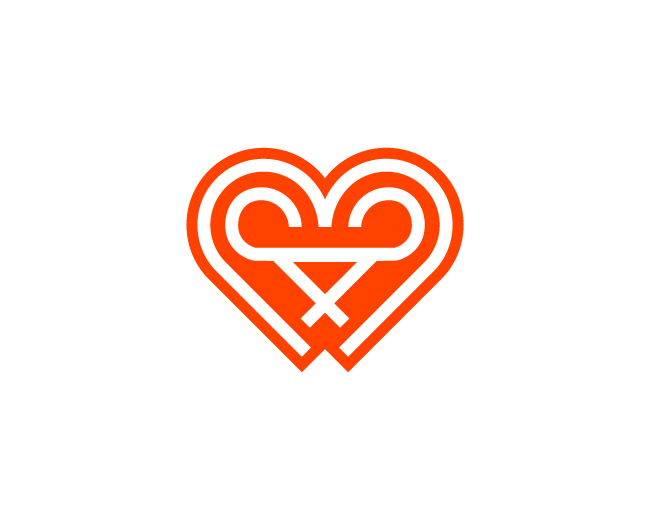 Abstract Heart Bull Logo
