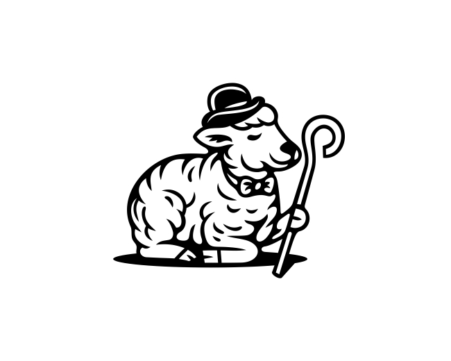 Vintage Sheep Wool Character Logo