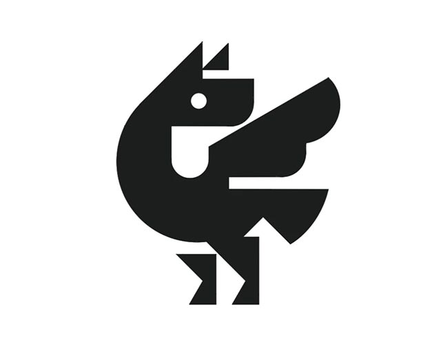 Winged wolf wyvern logomark design