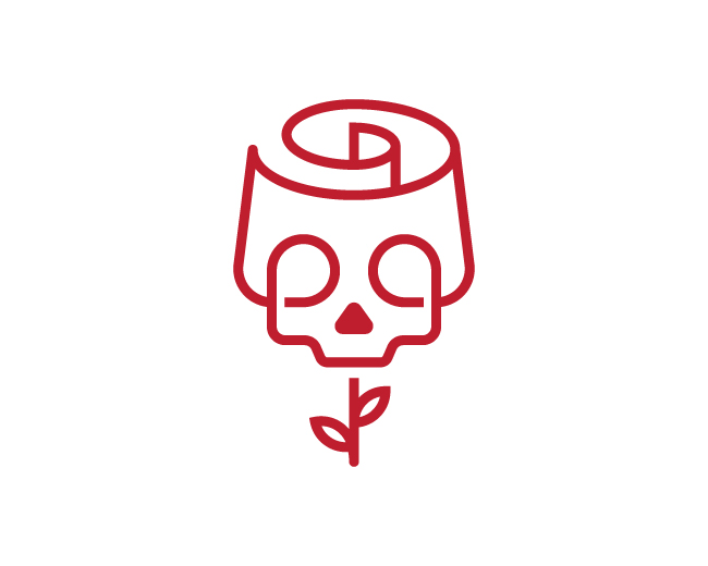 elegant monoline skull rose logo