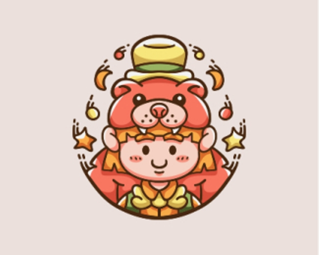 Cute Waitress Bear Logo
