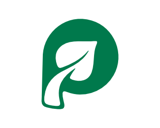 Negative Space P Leaf Logo