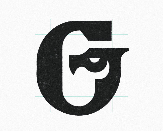 Letter G Dragon monogram typography logomark desig