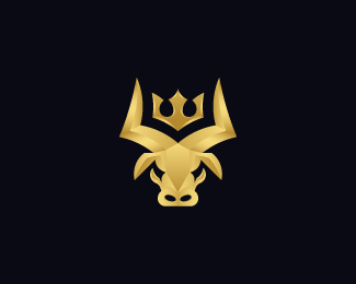 Modern Golden Crowned Bull Logo
