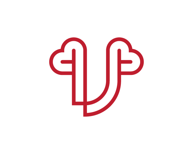 Modern Monogram Letter V With Heart Logo
