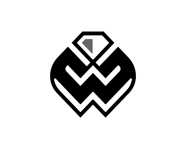 Letter W Diamond Stone Monogram Logo