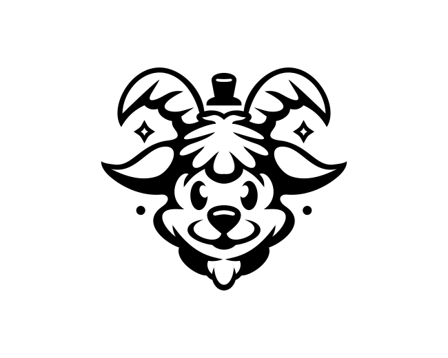Cute Goat Head Mascot Logo