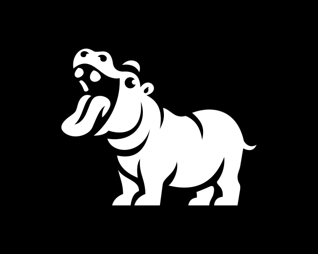 Funny Cute Baby Hippopotamus Logo