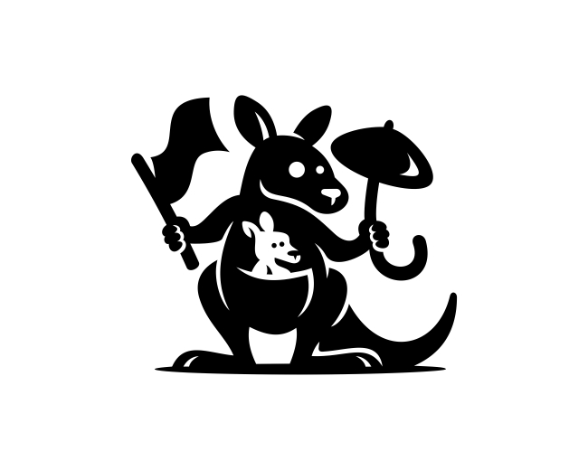 Kangaroo Flag Monocrome Umbrela Logo