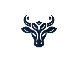 Floral Bull Head Emblem Logo