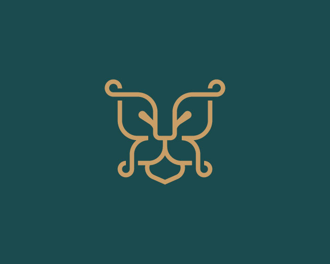 Elegant Lion Butterfly Logo