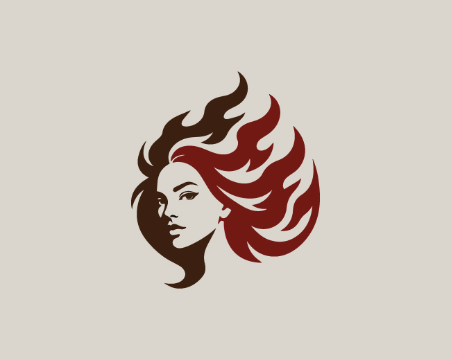 Modern Bold Fire Girl Logo