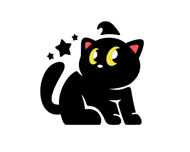 Cute Witch Black Cat Logo