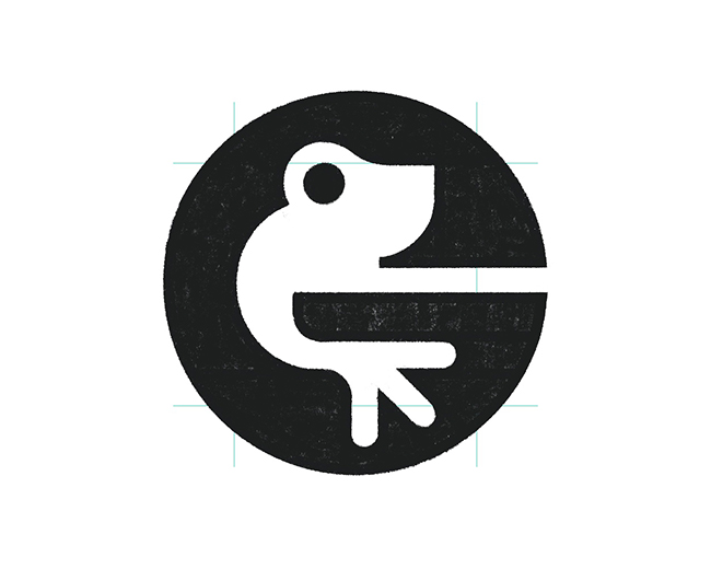 Negative space Letter G Frog logomark