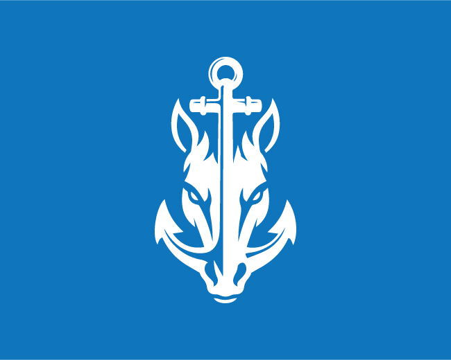 modern bold anchor horse head logo
