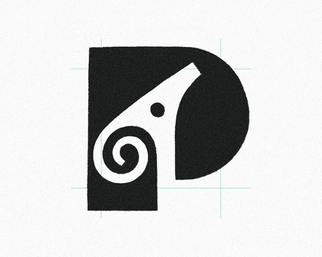 Letter P Goat animal monogram typography logo